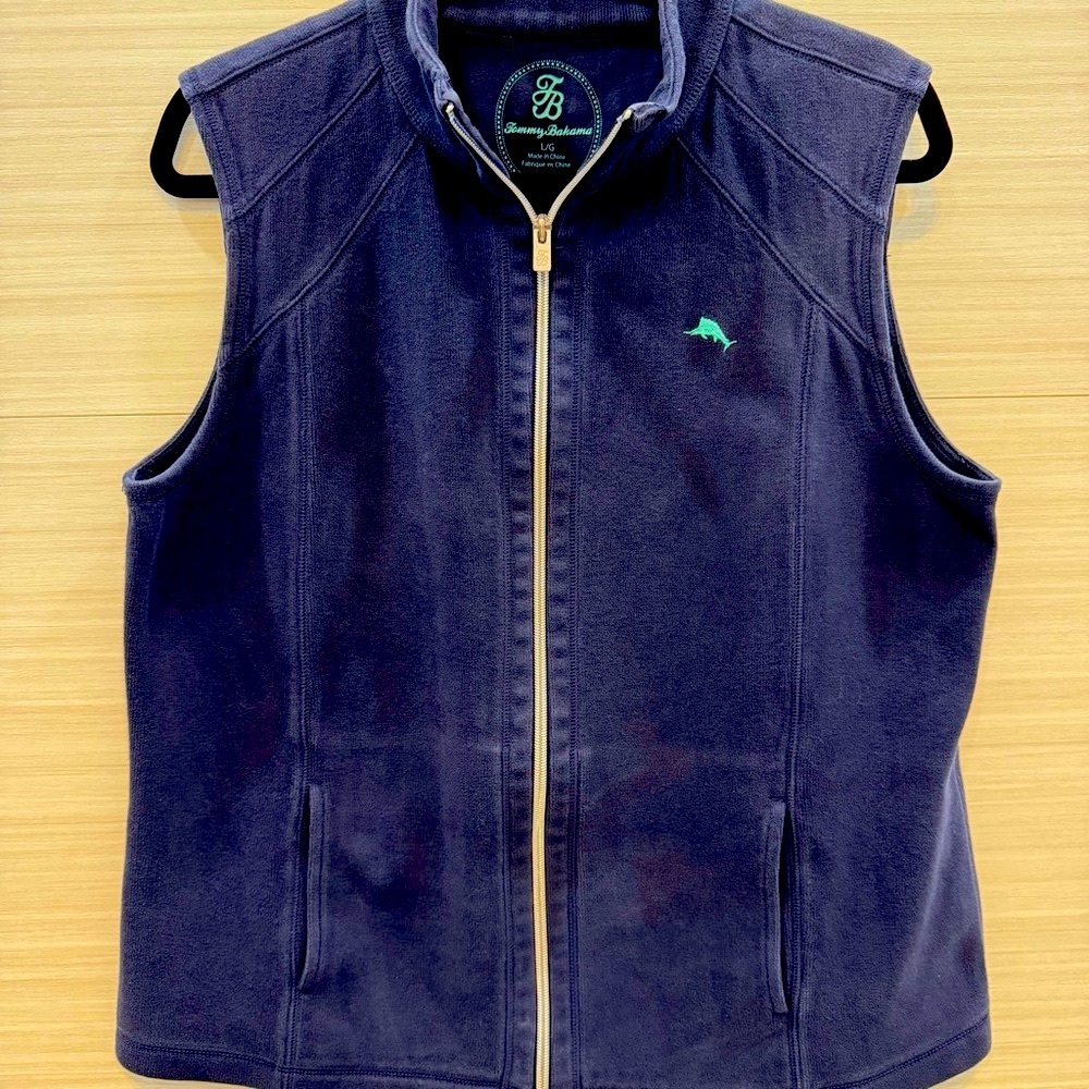 Tommy Bahama Ribbed Knit Mock Neck Full Zip Vest size L